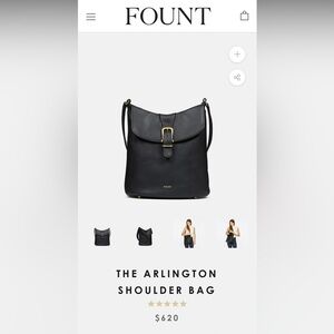 FOUNT LEATHER THE ARLINGTON SHOULDER BAG in Peppercorn, EUC
